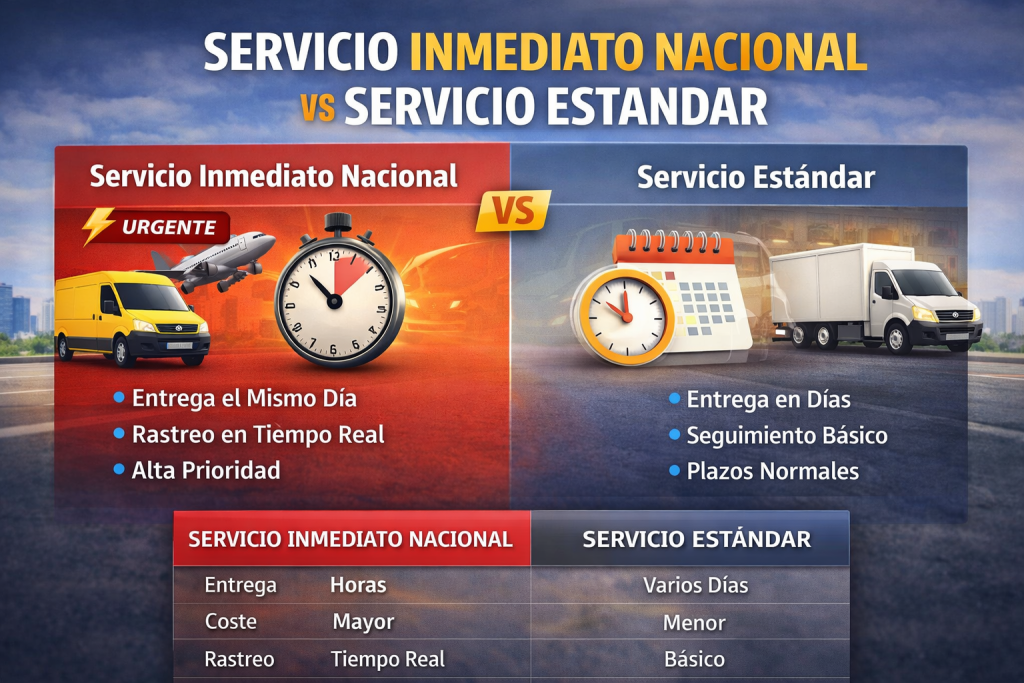 Servicio Inmediato Nacional vs Standard Service
